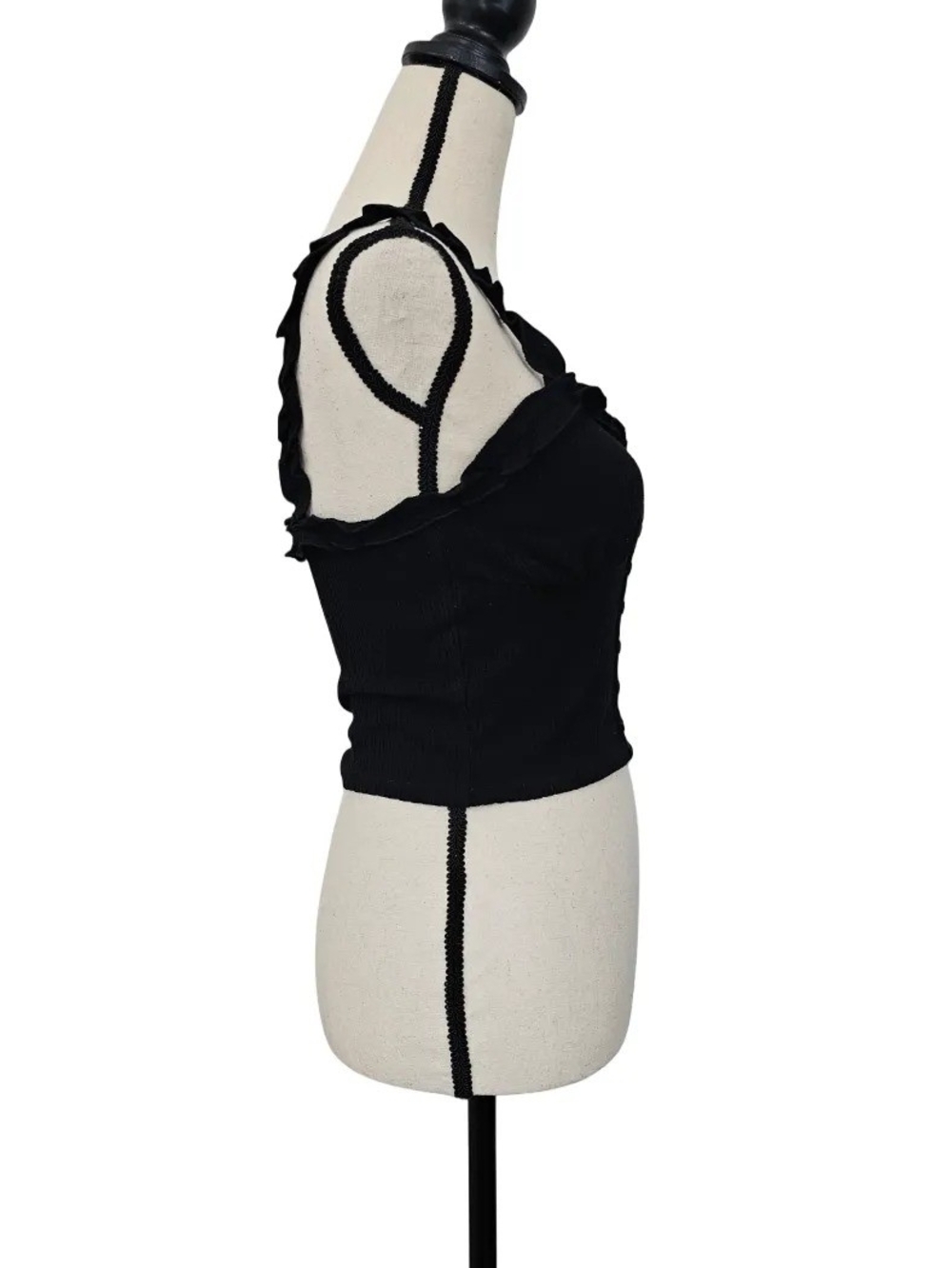 Forever 21 Black Ruffle Button-Front Tank - Picture 4 of 5